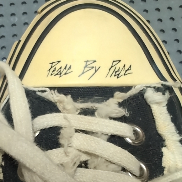 VesseL USA Black and Cream Distressed Sneakers - Picture 2 of 8